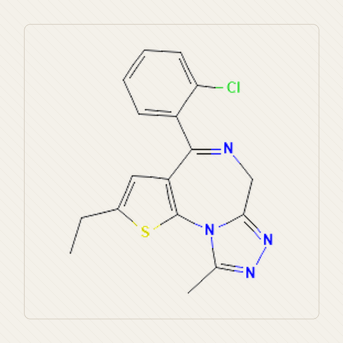 Etizolam، رسم تعليمي للبنية الجزيئية