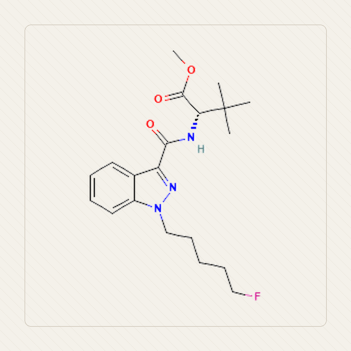5F-MDMB-PINACA 5F-ADB، رسم تعليمي للبنية الجزيئية