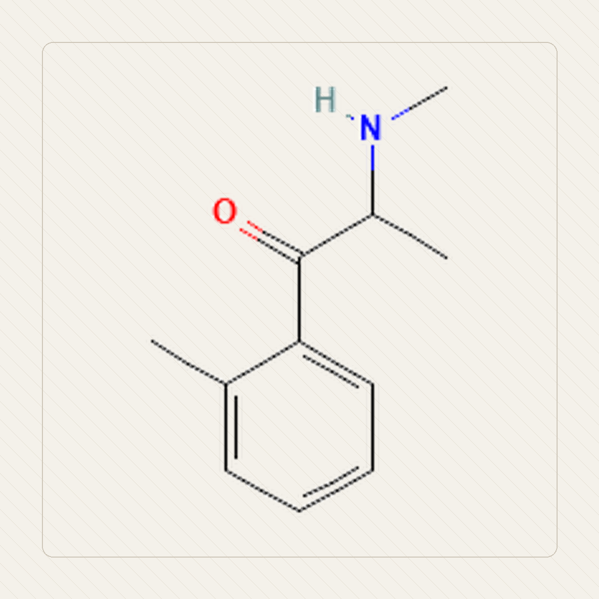 2-MMC 2-metylometkatynon، رسم تعليمي للبنية الجزيئية